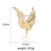Nuevo broche de alas de moda con ramillete de perlas, accesorio de ropa, alfiler con diamantes de imitación para el cuello.