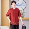 Casaco Gordo de Primavera para Mães Plus Size Gordo Seção Fina Mulheres de Meia-Idade e Idosas Tops de Primavera e Outono Camiseta Manga Três Quartos Cor