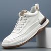 Zapatos casuales de punta ancha de estilo europeo para hombre, zapatillas de cuero nuevas, zapatos de caña alta de moda para hombre, zapatos cálidos de algodón con forro polar que combinan con todo.