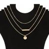 Set de Tres Capas Cadena Sentido Collar Apilado Cadena ins Trendy Celebridad de Internet con Colgante de Cadena de Lentejuelas Redondas Collar Multicapa para Mujer