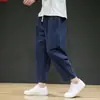 Pantalones de Verano para Hombre de Algodón y Lino Sueltos Finos Modernos Versátiles Casuales Deportivos Talla Grande de Lino hasta el Tobillo