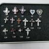 Colección de Clavos para Hueso de Oreja de Acero de Titanio Cruz 1.2 Aretes Clavos para Hueso de Oreja Incrustados con Diamante Zircón Joyería Libre de Tornillos Yiwu