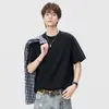 Anyang 2026 Verano Nueva Marca de Moda Puntada Visible Color Sólido Camiseta de Manga Corta para Hombre Casual Holgada Camiseta de Media Manga Camiseta Transfronteriza