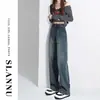 Jeans Rectos de Cintura Alta para Mujer, Nuevo Estilo Otoño e Invierno 2025, Negro y Gris, Petite, Forrados de Polar, Jeans de Pierna Recta Estrecha
