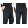 Calças de trabalho masculinas, outono e inverno, forradas com fleece e espessadas, plus size, calças atléticas casuais, corte solto, elástico, perna reta, calças compridas business casual