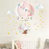Novo elefante de desenho animado coelho balão de ar quente quarto infantil varanda Decoração de parede adesivos de parede decorativos 391-216