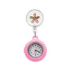 Relógio de enfermeira retrátil com flor de metal cravejada de diamantes, pingente decorativo, requintado e prático, anti-perda, fornecimento transfronteiriço, grande estoque disponível