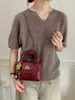 Bolso de mano de cadena con patrón de rombos estilo coreano para mujer, nuevo bolso de hombro retro de moda 2026, bolso cruzado versátil y moderno