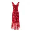 Lindo Vestido Patchwork Floral com Decote V e Amarração, Babados, para Mulheres, Estilo Férias de Verão, Elegante Vestido Longo que Marca a Cintura, Vestido para Chá da Tarde