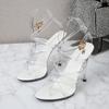 Zapatos de Tacón Alto de Moda Transfronteriza del Sudeste Asiático Stiletto de Cristal Zapatos Romanos Modelo Sexy con Cordones Talla Grande Zapatos de Moda de Celebridad de Internet