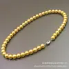 Colar de Pérolas com Concha de Vidro Dourado Nanyang para Mulheres Fivela de Lingote Ecológica Corrente de Suéter Versátil de Alta Qualidade Presente Atacado