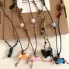 Collar Largo de Cuerda Trenzada Colorida de Gato Corazón de Manzana Salchicha Adorable para Mujer Gargantilla Versátil Cadena para Suéter