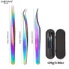 Em estoque Pinça para Aplicação de Cílios Pinça Flor Dourada Pena Dourada Pinça para Sobrancelhas Colorida de Aço Inoxidável Pinça de Cílios de Alta Precisão para Nail Art