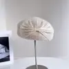 Malla de Lino y Seda Boina Elegante para Mujer Invierno Lujo Accesible Lana Australiana Boina de Pintor Sombrero Elegante de Aeromoza