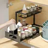 Cesta Deslizante Personalizada Popular Transfronteiriça para Armazenamento Debaixo da Pia Prateleira de Armazenamento para Bancada de Cozinha Organizador de Prateleira de Armazenamento Multifuncional