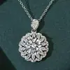 Colar de Girassol Totalmente Cravejado com Zircônia Imitação Moissanite de 5 Quilates para Mulheres, Corrente para Clavícula com Pingente de Flor Zircônia