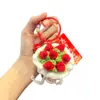 Chaveiro Mini Buquê com Buquê de Rosa Criativo Tecido com Lã para um Ano Novo do Cavalo Próspero, Pingente de Bolsa, Presente de Ano Novo
