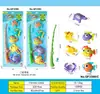 Set de Pesca Infantil Transfronterizo del Sudeste Asiático Juguetes Educativos con Caña de Pescar, Red para Peces, Varios Peces Marinos y Juguetes para el Agua en Empaque de Ampolla