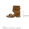 Sandalias Romanas Retro de Dedo Separado para Mujer 2026 Verano Nuevo Estilo Sandalias de Caña Alta con Hebilla de Cinturón y Tacón Oculto con Cremallera Trasera Botines Cortos