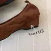 Zapatos planos de gamuza estilo vintage con lazo, zapatos de trabajo para mujer, Mary Janes de tacón grueso, tacones de cuña sin cordones