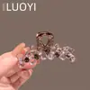 Novo Presilha de Cabelo de Cristal Rosa de Luxo 2025 para Mulheres, Fashionable Presilha de Tubarão para Meio Preso Acessório de Cabelo