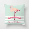 Funda de Almohada Creativa de Dibujos Animados de Cuero de Melocotón con Flamenco Pintado a Mano para Sofá de Casa
