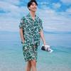Camisa de Flor de Manga Curta terno Verão Masculino Sanya Camisa de Férias à Beira-Mar Havaí Shorts de Praia Um terno