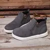 Sapatos casuais femininos plus size transfronteiriços para outono e inverno, sapatos casuais femininos de cano alto com zíper duplo transfronteiriços europeus e americanos atacado