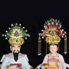 Estatua Divina de Anciana Negra Hu Sanyei Taonai Corona de Fénix Abuela de Taishan Niangniang Guanyin Estatua de Buda Tocado Corona de Cabeza Sombrero