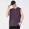 Camiseta sin mangas de nuevo estilo 2026 para hombre, Marca de tendencia de verano, Estampado de letras retro americano, Chaleco holgado de cuello redondo para fitness