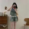 Chaqueta de mezclilla ajustada con ribete de encaje estilo coreano para mujer, nuevo conjunto corto dulce y fresco de dos piezas para verano