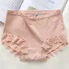 Braguitas sin costuras de algodón de Xinjiang personalizadas Calzoncillos bóxer para mujer Braguitas con encaje lateral Cintura media Sin costuras Transpirables Levanta glúteos Algodón Entrepierna Mujer
