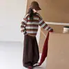 Nueva colección de otoño 2026 para niñas: suéter de punto a rayas, atuendo casual y versátil, estilo primavera y otoño, conjunto de pantalones para niños de talla mediana y grande