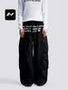 Pantalones de Trabajo Retro Americano con Múltiples Bolsillos para Hombre y Mujer Cintura Elástica Diseño Estilo Calle Estampado de Letras Pantalones Holgados de Secado Rápido