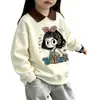 Sudadera de Dibujos Animados para Niños 2026 Otoño/Invierno Nuevo Estilo Sudadera de Algodón con Cuello Solapa para Niñas Pulóver Moderno Camiseta Básica para Niños Mayores