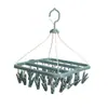 Percha plegable para colgar, 32 pinzas, multifuncional, resistente al viento, para calcetines, de plástico, para el hogar