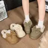 2025 Nuevas Zapatillas de Mujer Planas con Lazo Forradas de Felpa para Otoño e Invierno Moda Sencillas Ligeras de Pareja Peludas de Moda
