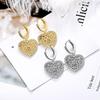 Diamante em forma de coração brincos nicho design Internet popular moda amor em forma de coração orelha fivela orelha joias orelha fivela