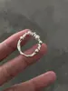 Novo Anel de Dedo Articulado Prata Quebrada Pérola Shijia Elástico de Alta Retenção de Cor Anel de Dedo Casual Tendência Cool Joia para Mão Simples Elegante