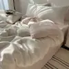 Modelo Nuevo 2026 Seda de Hielo Lavada Color Sólido Doble Cara Lujoso Artículo Individual y Juego de Ropa de Cama con Funda Nórdica, Sábana Plana y Sábana Ajustable