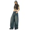 Jeans Anchos Relajados Estilo Retro de Hong Kong Color Naranja Infantil para Mujer, Diseño Plisado Versátil que Alarga la Figura, Pantalones de Pierna Ancha