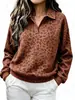 Sudadera con Cuello Polo y Estampado de Leopardo Estilo Europeo y Americano 2026 para Mujer, Jersey Holgado de Manga Larga, Top Casual de Otoño para Comercio Electrónico Transfronterizo