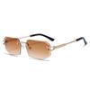Nuevas Gafas de Sol de Moda Europeas y Americanas Transfronterizas para Hombres, Gafas de Sol Sin Montura de Moda para Mujeres, Gafas de Sol Poligonales con Bordes Cortados