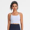 Chaleco deportivo cruzado con tirantes de color en contraste, con almohadilla fija para el pecho, ropa interior deportiva sin costuras, chaleco de belleza hueco para yoga.