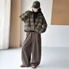 Conjunto de Roupa para Meninas Primavera e Outono 2026 Nova Moda Estilo Coreano Xadrez Outono para Crianças Maiores, Conjunto de Três Peças de Outono com Camisa