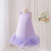 Nuevo Vestido de Princesa de Satén para Niños de Amazon, Falda Tutú de Flores Tridimensionales para Niños Talla Mediana y Grande, Falda para Pasarela de Fiesta de Cumpleaños Infantil