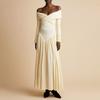 Invierno nuevo moda europea y americana nuevo vestido de mujer vestido tubo top sin hombros cintura baja plisado cruzado