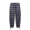 Conjunto de Duas Peças Feminino para Comércio Exterior Europeu e Americano Aliexpress Venda Quente Outono Retro Xadrez Solto Jaqueta e Calça Jogger