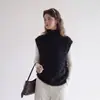 Suéter de punto sin mangas, cuello alto, color liso, estilo suave para mujer, nueva colección 2026