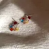 Aretes de Cadena de Uvas con Cuentas de Vidrio de Colores Aguja de Plata Diseño de Nicho Dopamina Aretes Dulces Aretes de Lujo Ligero de Alto Sentido